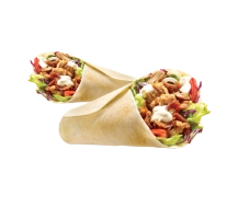 Dürüm tortilla, shoarma, knoflooksaus, sla, rode ui, komkommer en tomaat